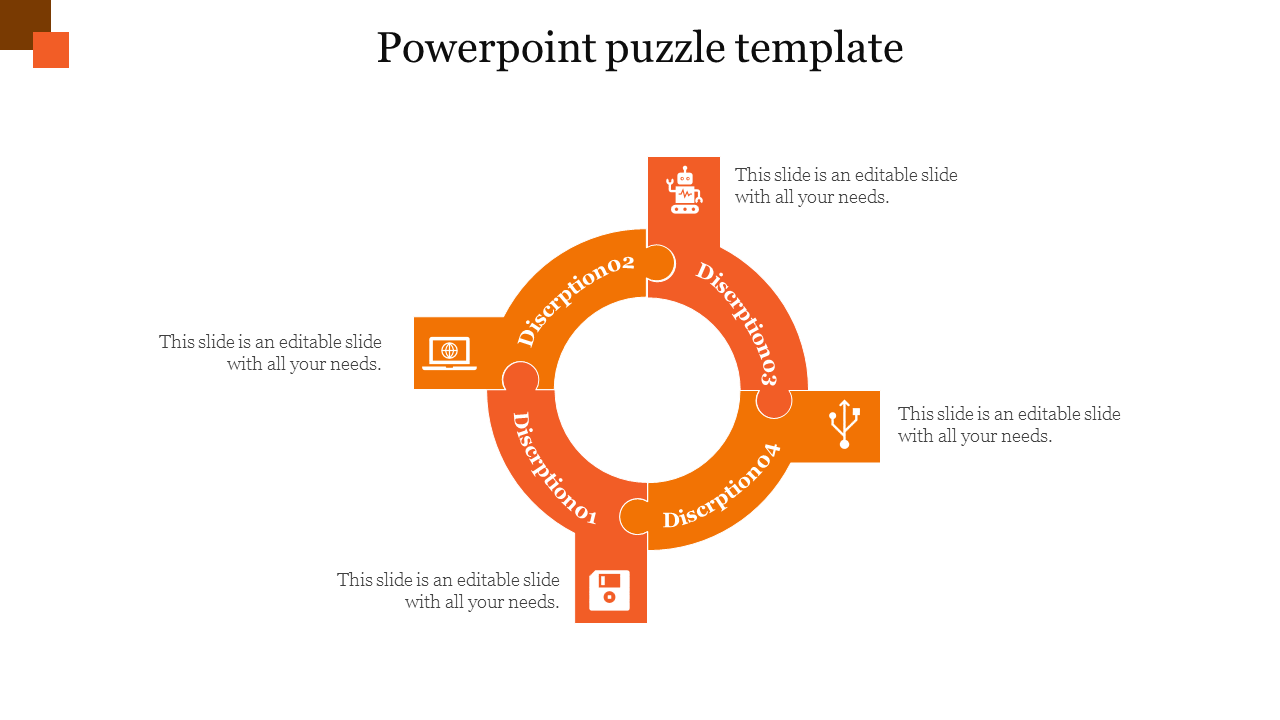 powerpoint puzzle template-Orange
